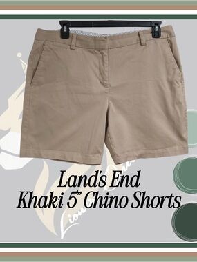 Lands' End Women's Khaki Chino Shorts Size 16 - 5” inseam